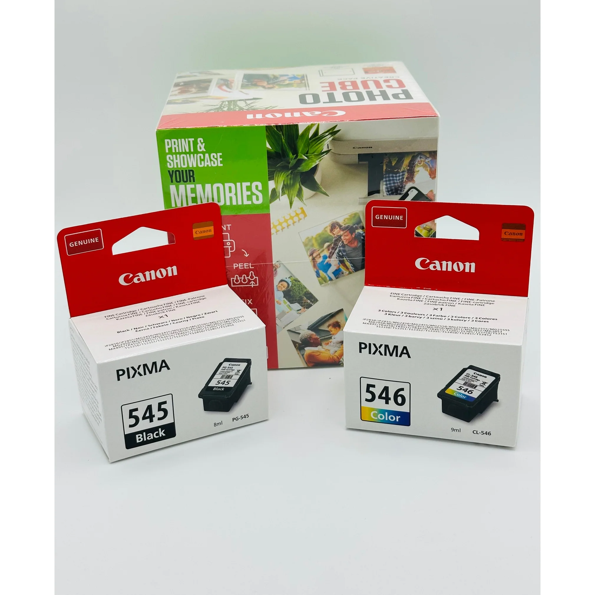 Canon PG-545 / CL-546 Ink Cartridges with Photocube (Green) Bundle