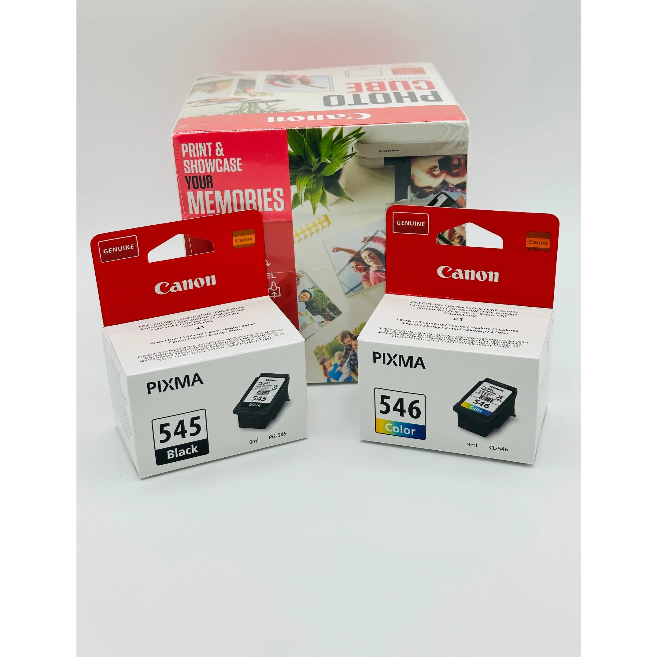 Canon PG-545 / CL-546 Ink Cartridges with Photocube (Pink) Bundle
