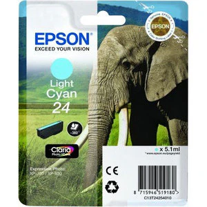Epson Original T24 Light Cyan Claria Photo HD Ink