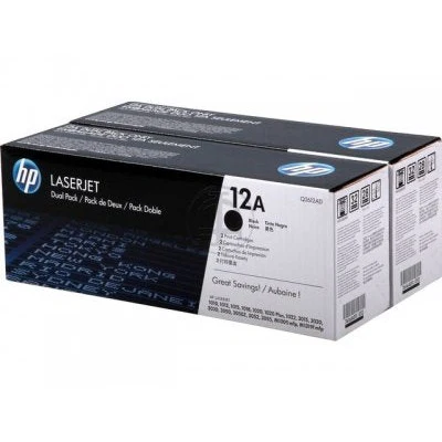HP 12A 2-pack Black Original LaserJet Toner Cartridges Page Yield 2000 (P/N Q2612AD)