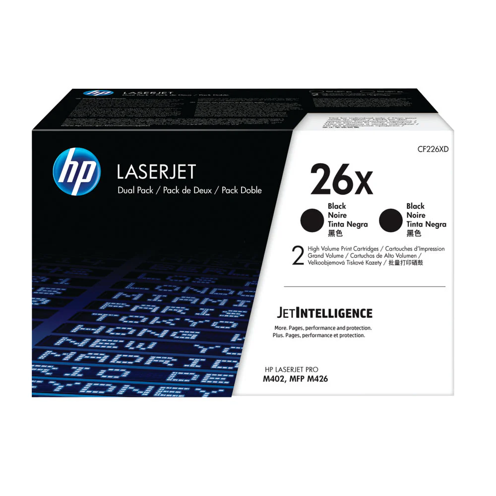 HP 26X 2-pack High Yield black original LaserJet toner cartridge (CF226XD)