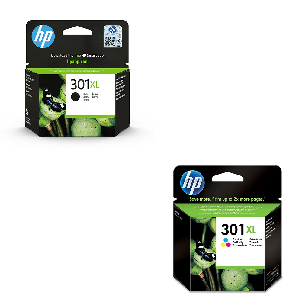 HP 301XL High Yield 2-pack Black/Tri-colour Original Ink Cartridges - CH563EE CH564EE