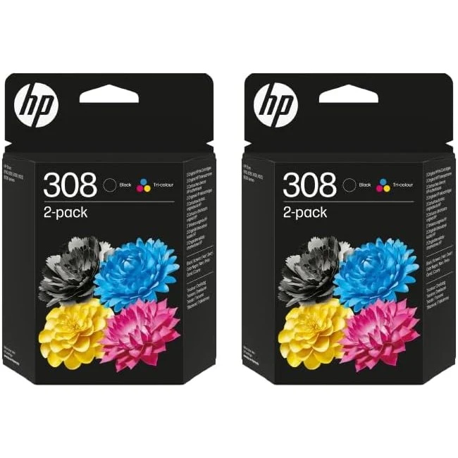 HP 308 2-Pack Black/Tri-color Original Ink Cartridge X2
