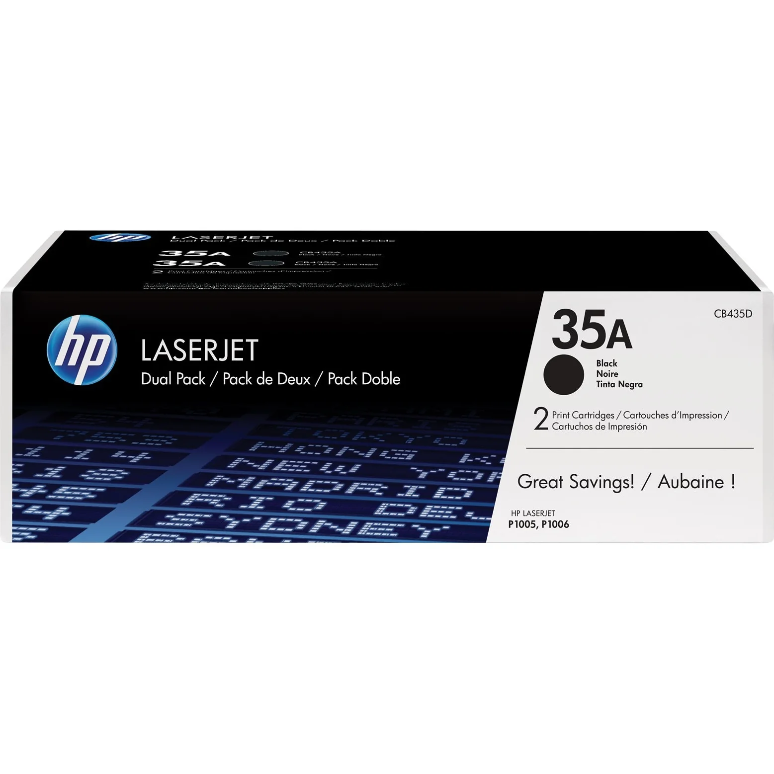 HP 35A 2-pack Black Original LaserJet Toner Cartridges Page Yield 1500 (CB435AD)