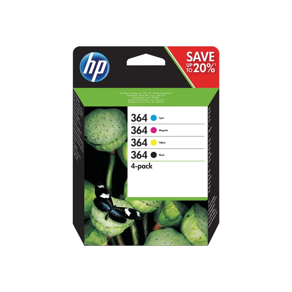 HP 364 4-Pack Black and Colour Original Ink Combo - N9J73AE