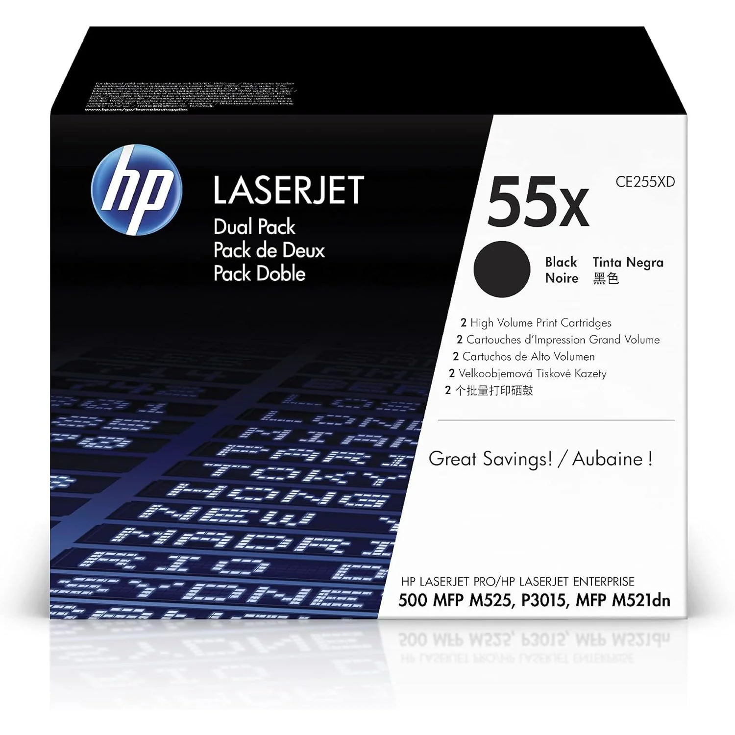 HP 55X Black High Yield Laserjet Toner Cartridge (Pack of 2)